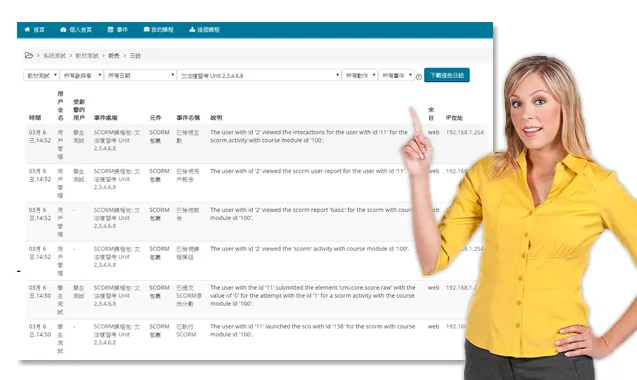 Moodle學習管理系統可記錄詳細的學習紀錄